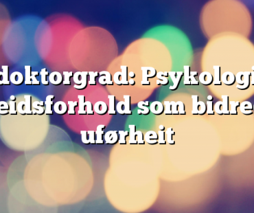 Ny doktorgrad: Psykologiske arbeidsforhold som bidreg til uførheit