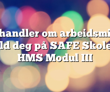 Det handler om arbeidsmiljø – meld deg på SAFE Skolen – HMS Modul III