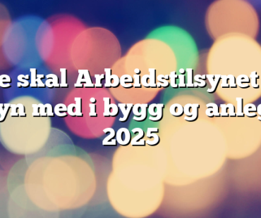 Dette skal Arbeidstilsynet føre tilsyn med i bygg og anlegg i 2025