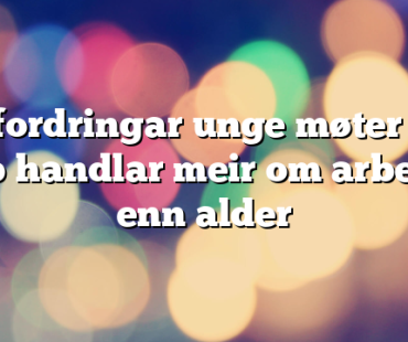 Utfordringar unge møter på jobb handlar meir om arbeidet enn alder
